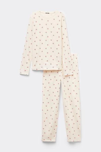 Cream Printed Pyjama Set, , large image number 3