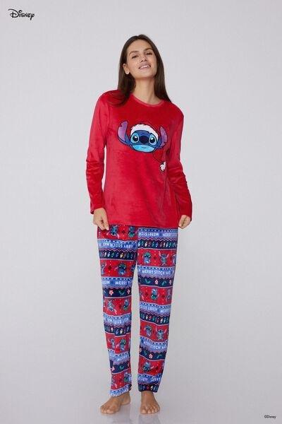 Red Christmas Stitch Patch Long Microfleece Pyjama Set, 5701_996Y, large image number 0