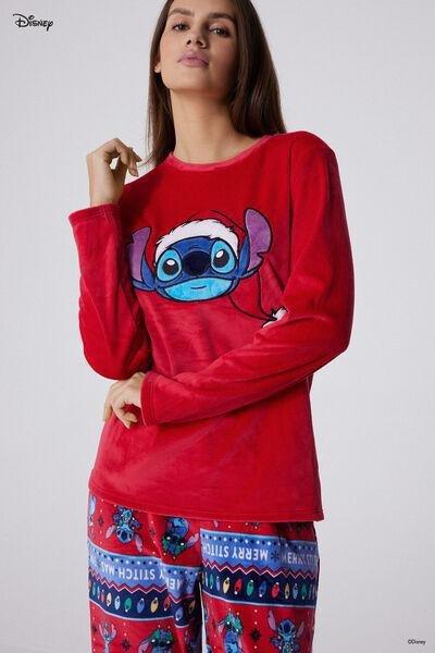 Red Christmas Stitch Patch Long Microfleece Pyjama Set, 5701_996Y, large image number 2