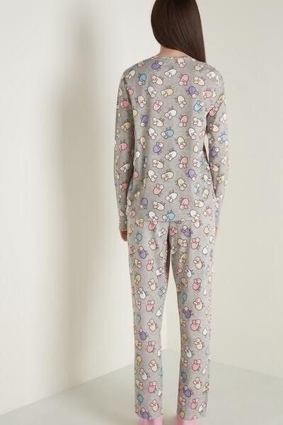 Grey Sheep Print Long Cotton Pyjamas, , large image number 2