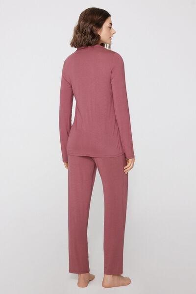 Pink Long Open Viscose Pyjama Set, 5701_202Z, large image number 1