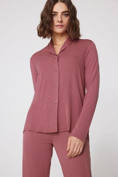 Pink Long Open Viscose Pyjama Set, 5701_202Z, large image number 2
