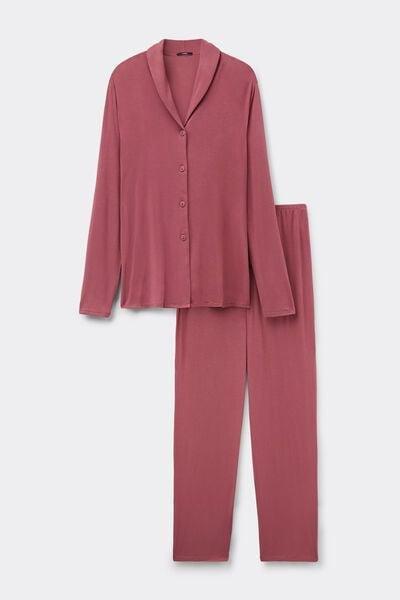 Pink Long Open Viscose Pyjama Set, 5701_202Z, large image number 3