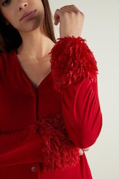 Red Open Feather Detail Pyjamas, , large image number 3