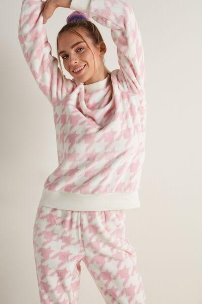 Pink Houndstooth Print Long Pyjamas, , large image number 1