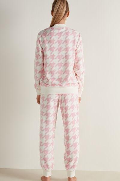 Pink Houndstooth Print Long Pyjamas, , large image number 2