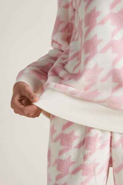 Pink Houndstooth Print Long Pyjamas, , large image number 3