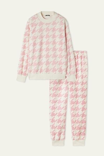 Pink Houndstooth Print Long Pyjamas, , large image number 4