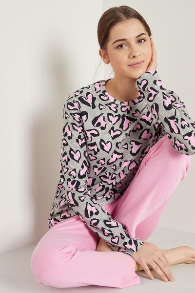 Grey Long Cotton Pyjamas, 5701_602U, large image number 0