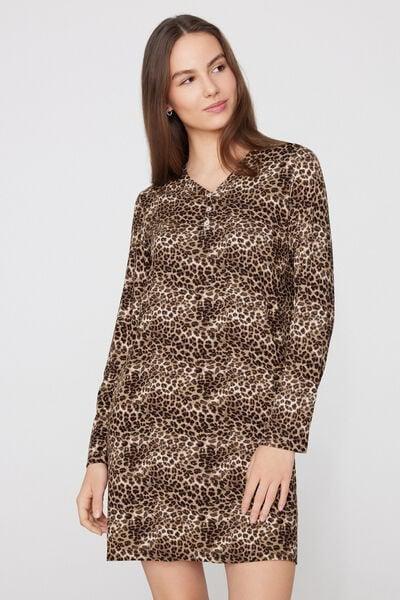 Brown Animal Print Viscose Nightgown, 5701_215Z, large image number 0