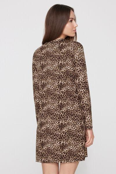 Brown Animal Print Viscose Nightgown, 5701_215Z, large image number 1
