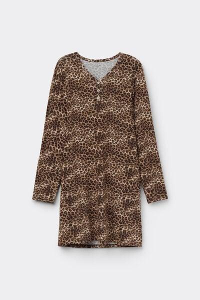 Brown Animal Print Viscose Nightgown, 5701_215Z, large image number 3