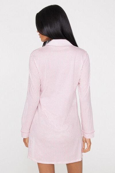 Pink Striped Cotton Button-Front Nightshirt, 5701_516Z, medium