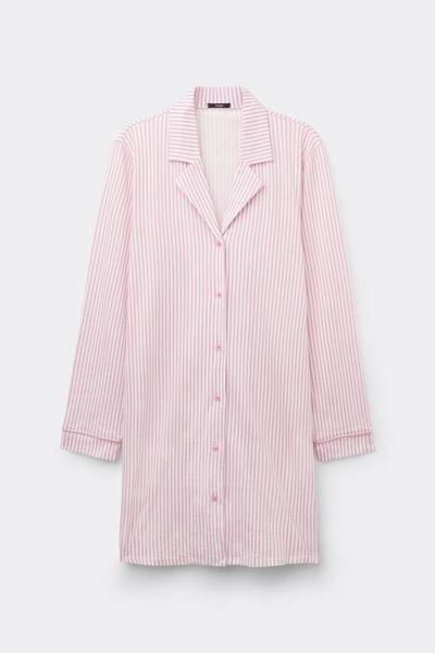 Pink Striped Cotton Button-Front Nightshirt, 5701_516Z, large image number 3