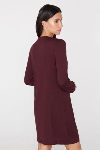 Brown Viscose/Lace Button-Front Nightgown, 5701_581Z, medium