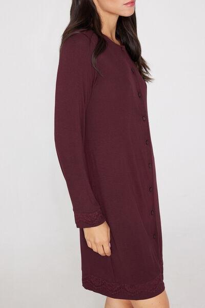 Brown Viscose/Lace Button-Front Nightgown, 5701_581Z, medium