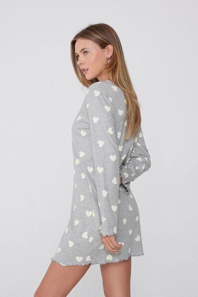 Grey Heart Print Nightdress, 5701_179Y, large image number 0