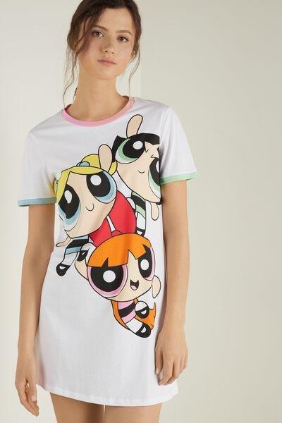 White Powerpuff Girls Short Sleeve Cotton Nightgown, , large image number 0
