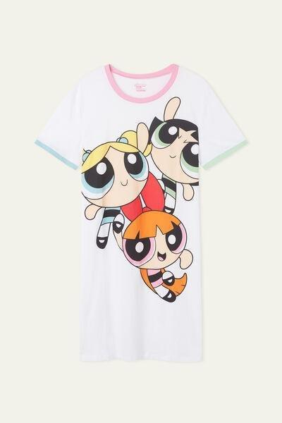 White Powerpuff Girls Short Sleeve Cotton Nightgown, , large image number 4