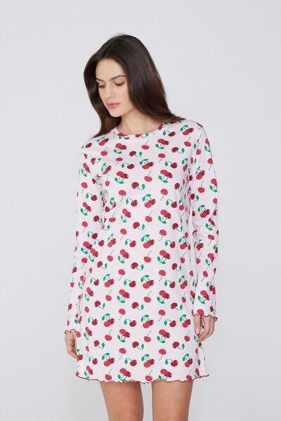 Pink Cherry Print Nightdress, , large image number 0