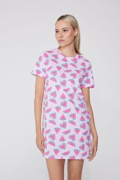 Pink Watermelon Print Nightgown, , large image number 0