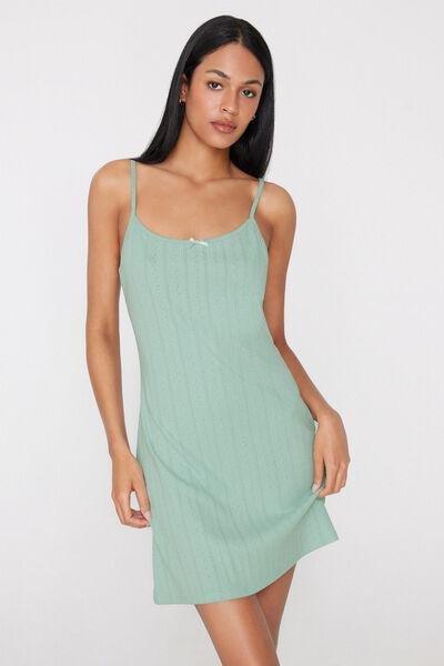Green Thin Strap Pointelle Nightgown, 5701_360Z, medium
