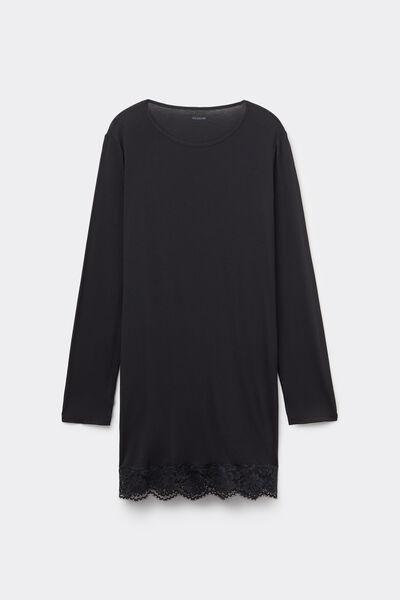 Black Long-Sleeved Nightdress, , large image number 4