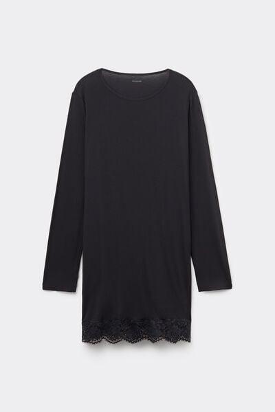 Black Long-Sleeved Nightdress, Black, large image number 4