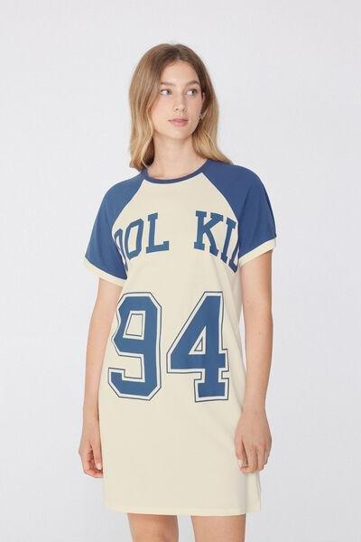 Blue Printed Nightdress, , medium