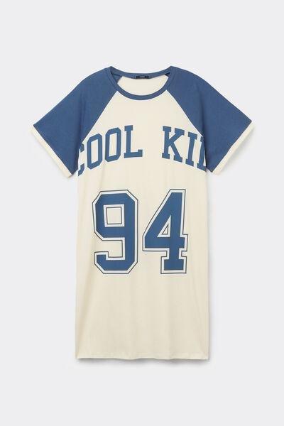 Blue Printed Nightdress, 5701_866W, large image number 4