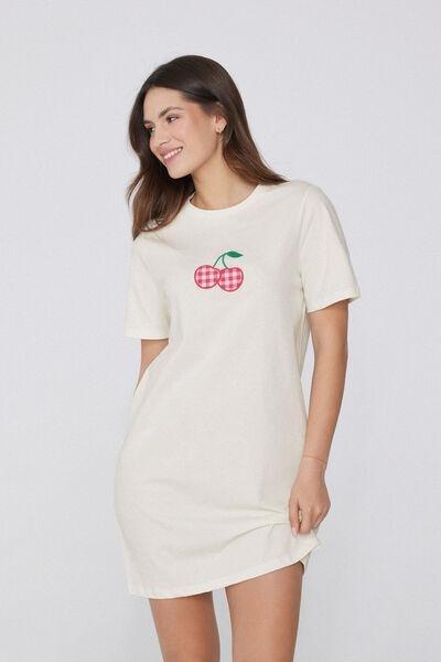 White Cherry Print Pyjama Set, , large image number 0