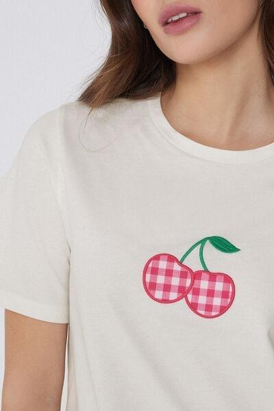 White Cherry Print Pyjama Set, 5701_558Y, large image number 2