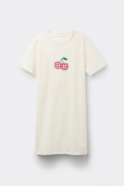 White Cherry Print Pyjama Set, , large image number 3