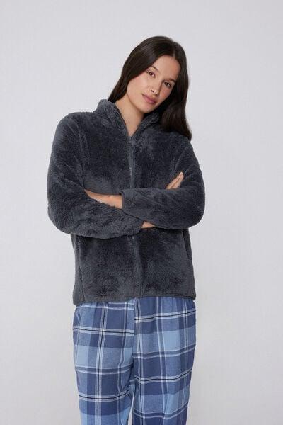 Grey Zippered Teddy Jacket, 5701_731Y, medium