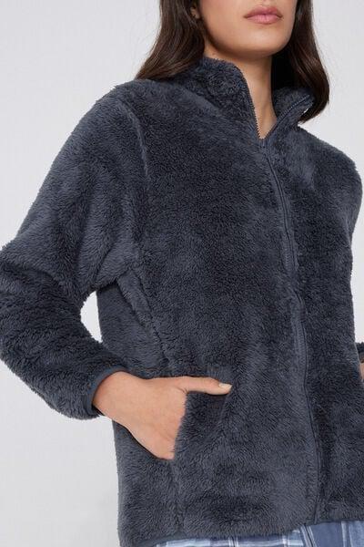 Grey Zippered Teddy Jacket, 5701_731Y, large image number 3