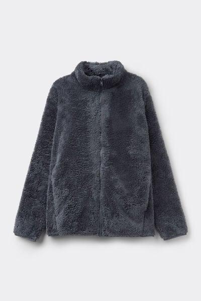 Grey Zippered Teddy Jacket, 5701_731Y, large image number 4