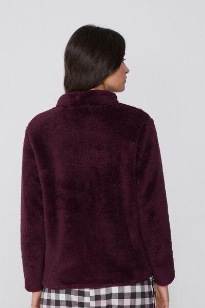 Burgundy Zippered Teddy Jacket, 5701_949Y, medium