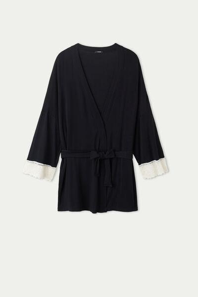 Multicolour 3/4 Length Sleeve Viscose Kimono Dressing Gown, , large image number 4