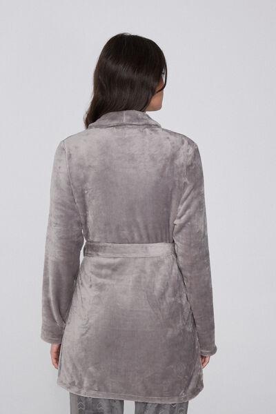 Grey Plain-Coloured Soft Fleece Robe, 5701_995Y, large image number 2