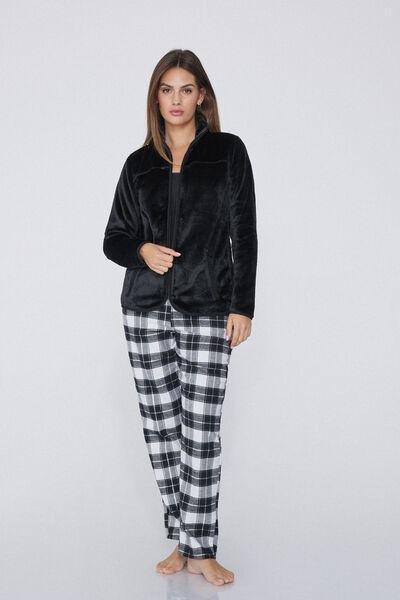 Black Zip Soft Fleece Jacket, Black, large image number 0