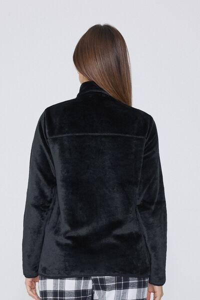 Black Zip Soft Fleece Jacket, Black, large image number 2