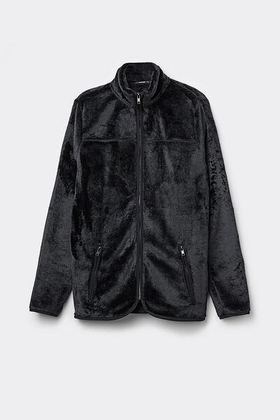 Black Zip Soft Fleece Jacket, Black, large image number 4