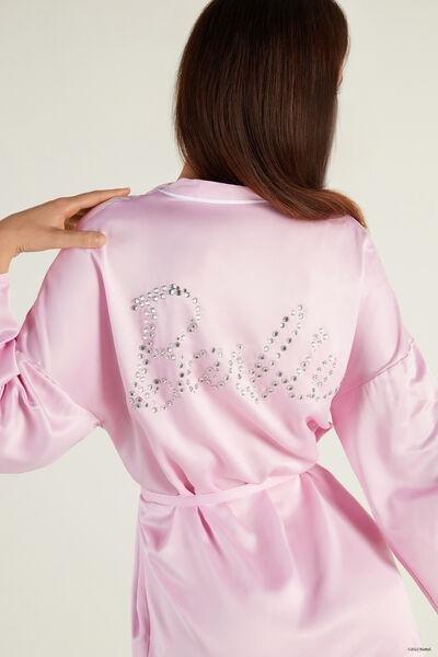 Pink Long Sleeve Satin Bathrobe, , large image number 1