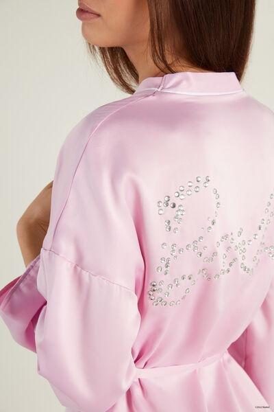Pink Long Sleeve Satin Bathrobe, , large image number 3