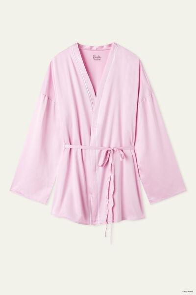 Pink Long Sleeve Satin Bathrobe, , large image number 4