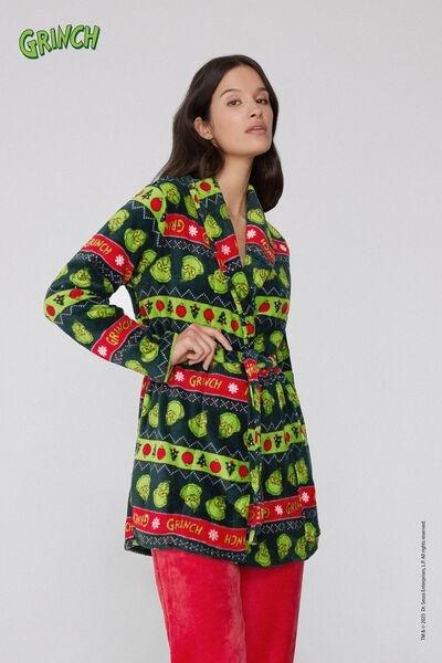 Black Christmas Grinch Light Fleece Dressing Gown, 5701_958Y, large image number 0