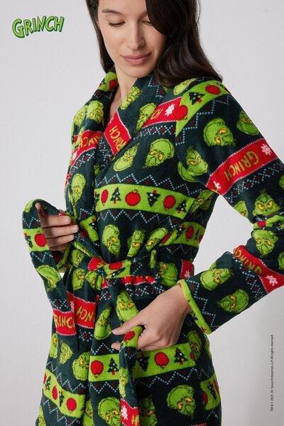 Black Christmas Grinch Light Fleece Dressing Gown, 5701_958Y, large image number 3