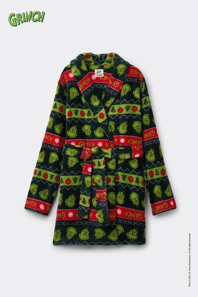 Black Christmas Grinch Light Fleece Dressing Gown, 5701_958Y, large image number 4