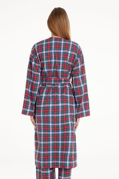 Multicolour Christmas Chequered Print Long Dressing Gown, , large image number 2