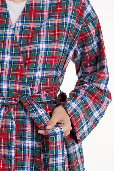 Multicolour Christmas Chequered Print Long Dressing Gown, , large image number 3